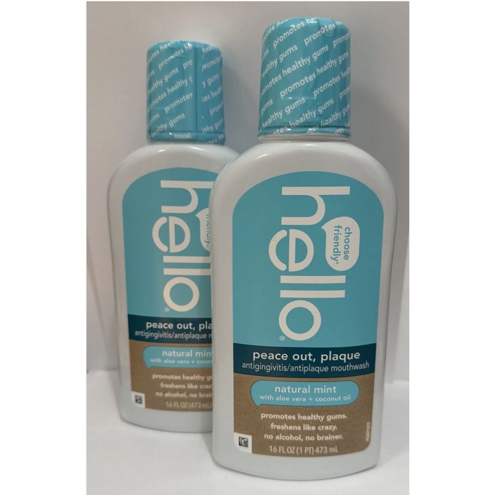 (2) Hello Peace Out Plaque Antigingivitis Mouthwash Mint Flavor 16oz EA